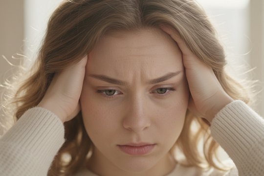 Девушка держится за голову