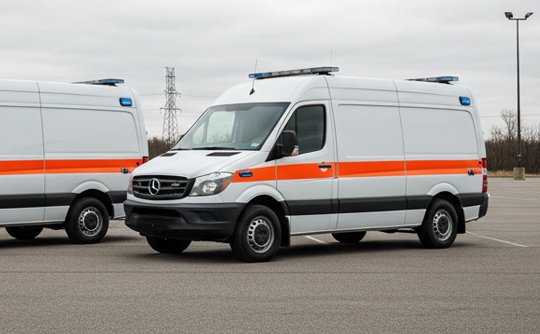 Две машины скорой помощи для перевозки инвалидов