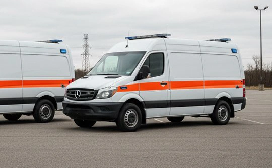 Две машины скорой помощи для перевозки инвалидов