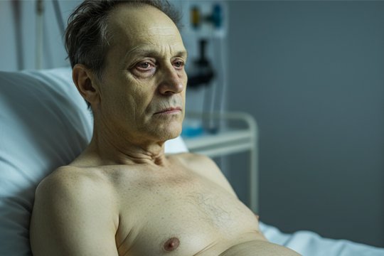 Мужчина с алкогольной интоксикацией лежит в палате стационара