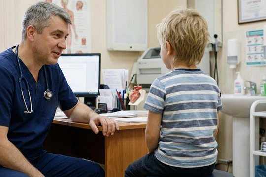 Ребёнок на приёме у врача в медицинском кабинете
