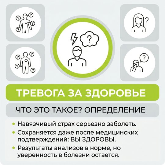 Инфографика о влиянии тревоги за здоровье на работу, быт и отношения человека
