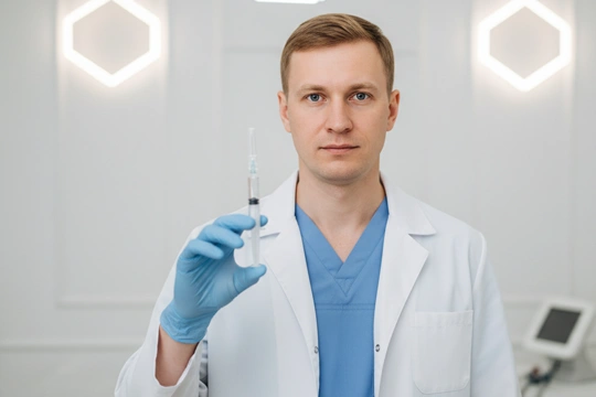 Врач со шприцем в руке